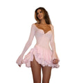 European and american women's clothing  summer new collection: flared sleeve, cinched waist, low-cut, sexy, spicy girl button-down dress - wholesale for export