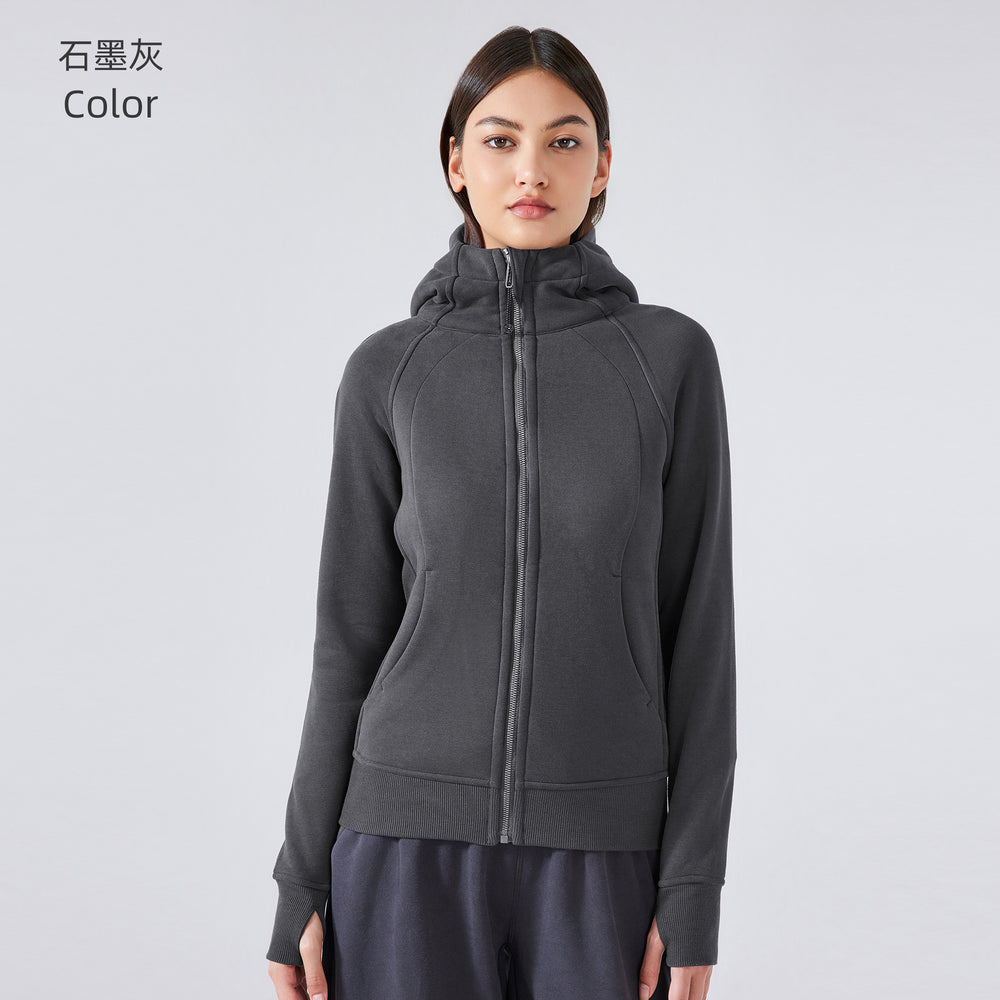 Sca new thickened warm hooded jacket women's outdoor fitness sweatshirt yoga jacket sports top dj028