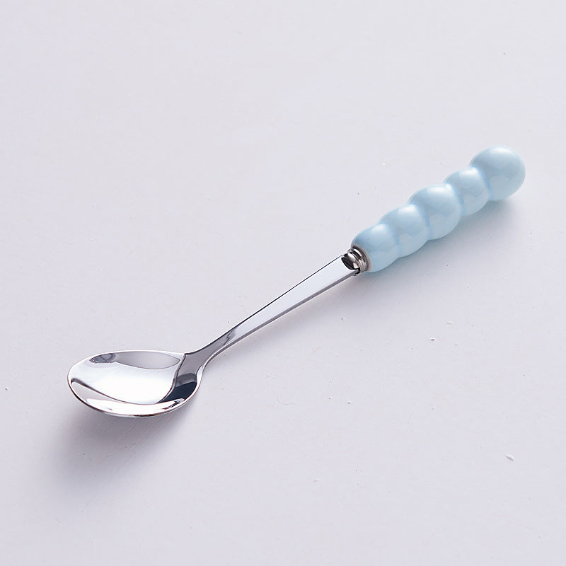 Minimalist ceramic fruit fork set - stylish, luxurious, and high-quality. ceramic handle fruit picks with stainless steel forks and spoons - wholesale