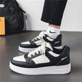 Men's spring new leather skate shoes - breathable, athletic, casual sneakers for teens - trendy, versatile, chunky sole white sneakers