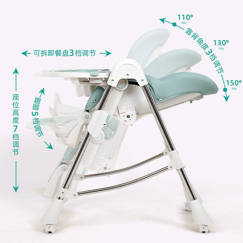 Bellico Children's Dining Chair Multifunctional Baby Dining Chair Foldable Portable Baby Dining Table Eating Seat