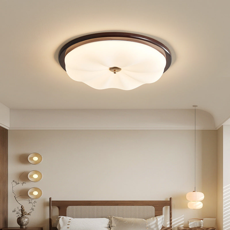 Bedroom light ceiling light cream antique walnut color simple retro solid wood eye protection master bedroom book room lighting