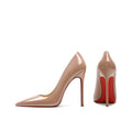 Black high heels women's stiletto pointed toe patent leather easiest for matchsexy professional flats 2025 spring and summer new red bottom shoes