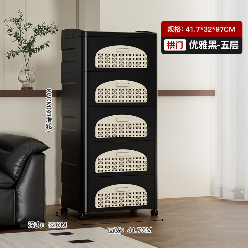 Household trolley foldable storage rack multi-functional finishing box living room bedroom dustproof thickened snack storage cabinet