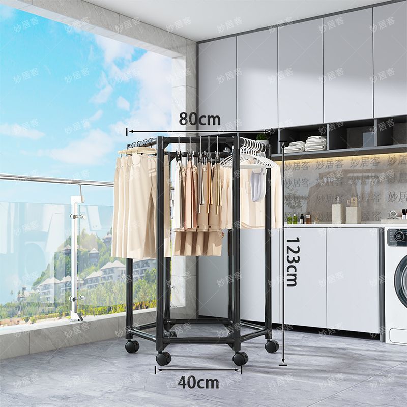 360-degree movablerotate coat rack floor-standing bedroom indoor clothes storage balcony clothes drying rack thickened load-bearing