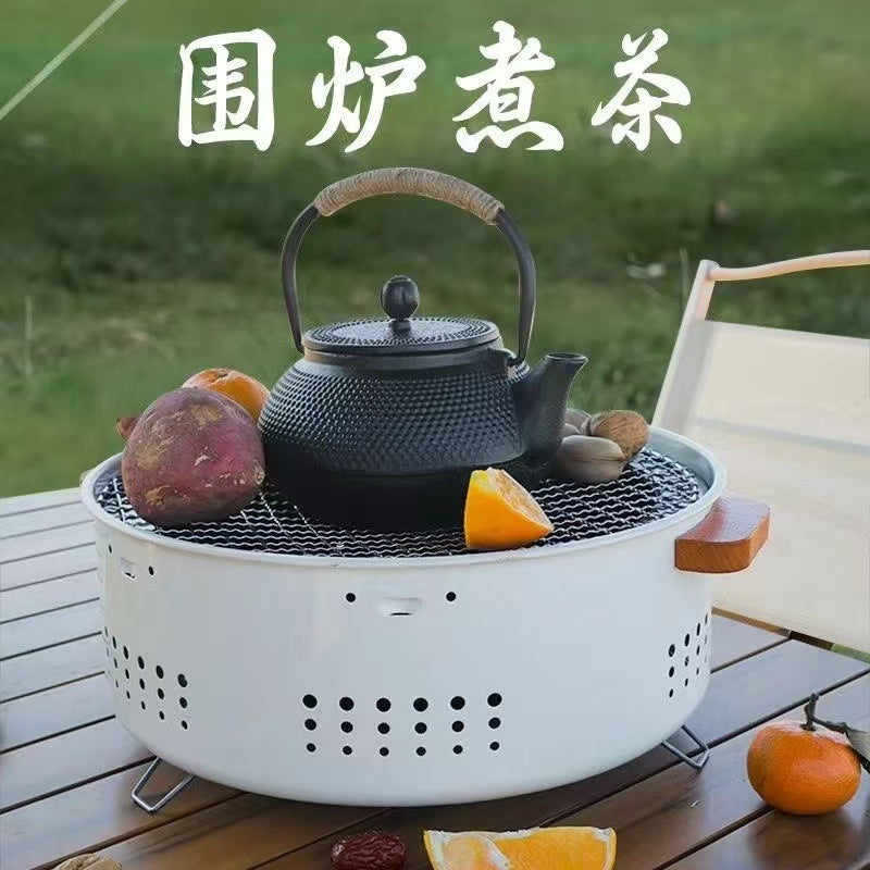 Household oven convenient round oven tea making barbecue multi-function barbecue grill outdoor barbecue charcoal