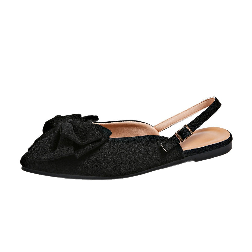 Summer flat bow-tie peep-toe sandals 2025 new export fashion plus size pointed toe open back sandals women's wholesale