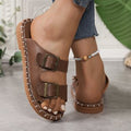 slippers for women, new spring/summer  styles, round toe, soft sole, double buckle, single-strap, outdoor beach sandals
