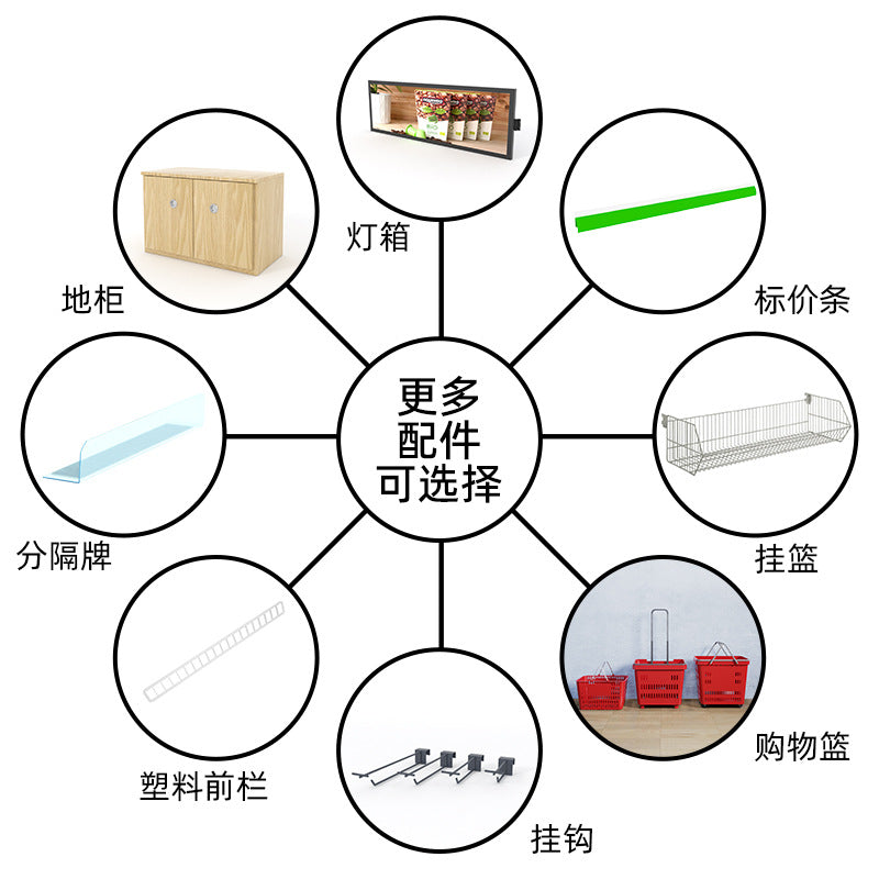 Convenience store shelves Supermarket shelves Display shelves All-iron multi-layer snack shelves Double-sided mid-island laminate Container wholesale