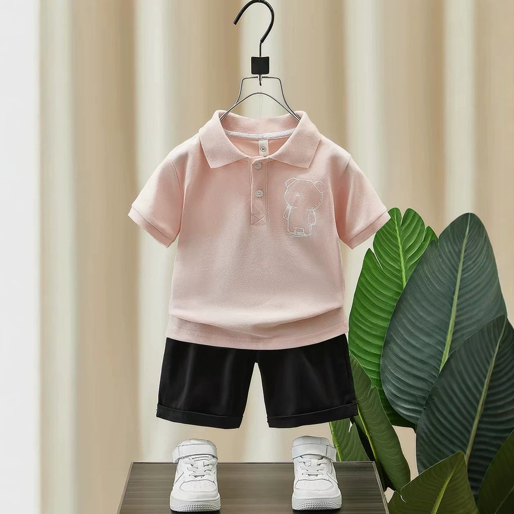 Boys' summer short-sleeve two-piece outfit,  new arrival: cute, trendy, and stylish summer set for cool and fashionable kids