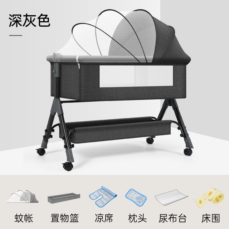 Baby crib convertible bed mobile foldable multifunctional cradle newborn bedside bed cross-border hot-selling baby bed