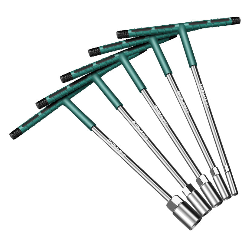 Baojun manual t-type socket wrench multi-function t-shaped external hexagonal 6_19mm extended rubber-coated wrench collection
