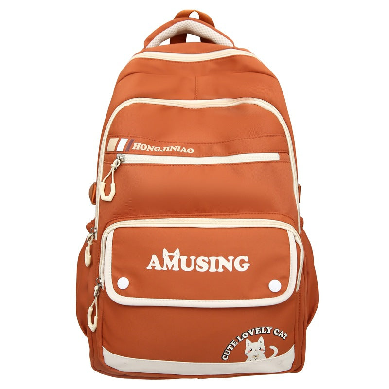 New simple backpack trend retro college style junior high school student schoolbag large capacity travel computer backpack