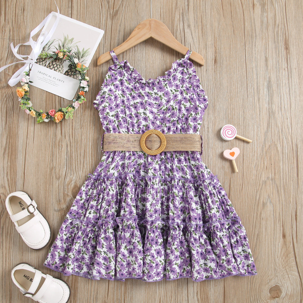new summer collection: girls' floral sundress - perfect for beach vacations! cross-border exclusive
