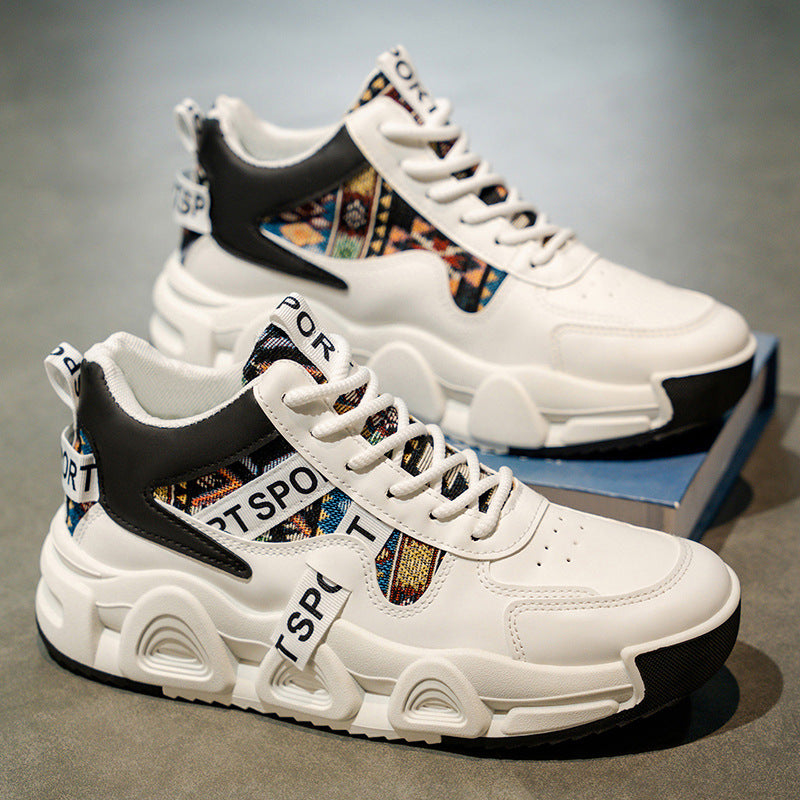 2025 spring new high-top breathable versatile casual men's shoes youth running thick-soled non-slip athletic dad shoes