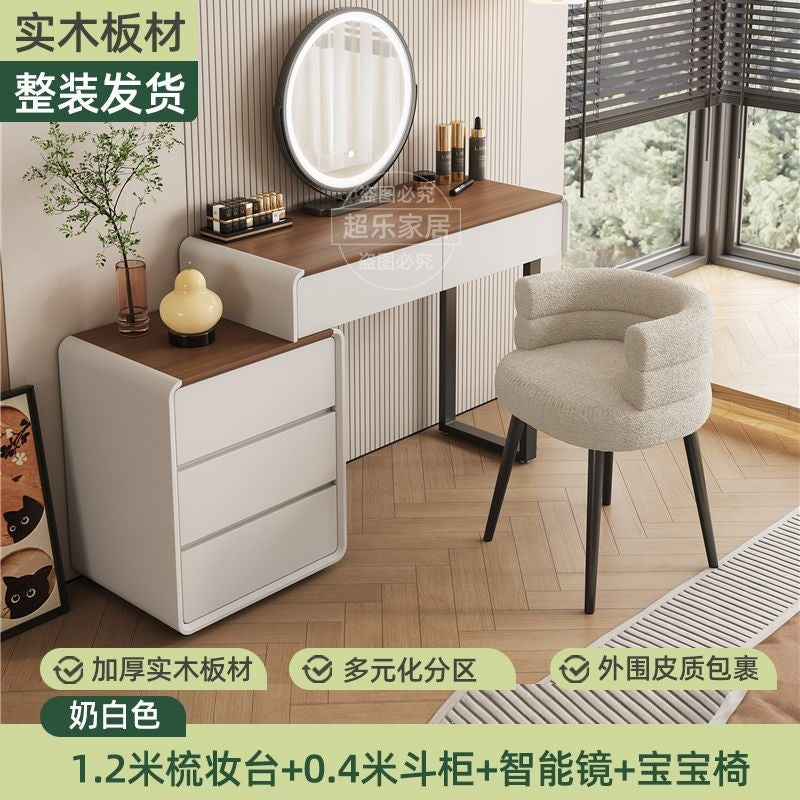 Vanity table bedroom casual walnut color chest of drawers vanity table all-in-one small makeup table retractable makeup table