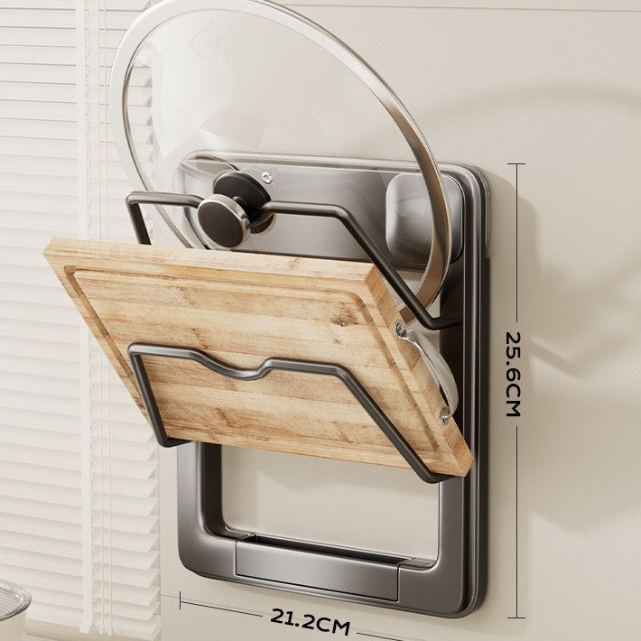 Suction cup non-punching lid rack kitchen wall pendant with water tray drain space aluminum cutting board cutting board rack
