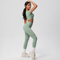 European and american nude feel compression quick-dry short sleeve yoga set outdoor casual training fitness apparel running sports set for women