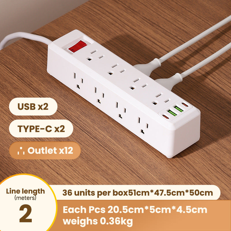 Us standard 110v power strip with overload protection, pd charging port, for us and canadian outlets