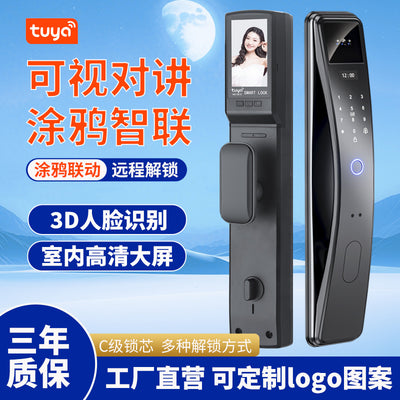 foreign trade tuya smart lock face recognition monitoring smart door lock household electronic fingerprint lock video intercom