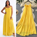 Vacation style yellow halter gentle style elegantdress women's summer sleeveless slimming look long skirt summer atmosphere