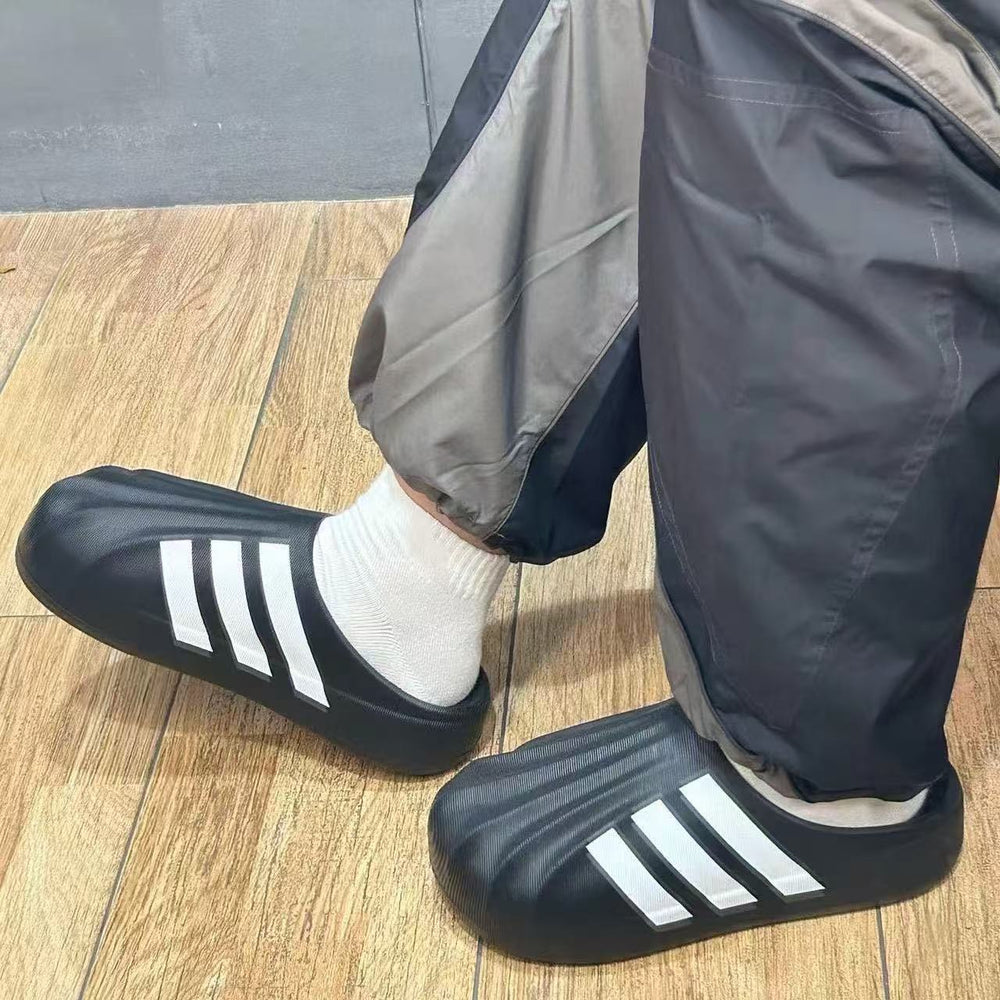 Step on shit feeling summer half drag shell toe half bag pvc toe cap slippers for men and women same style black and white trendyeasiest for matchoutwearins