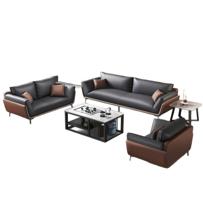 Office reception sofa set - modern minimalist sofa, coffee table, and three-seater suite for business reception areas