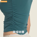 Spr ribbed micro-pleated waist short sports short-sleeved high-elastic naked-slim silmslimming look yoga topsds374