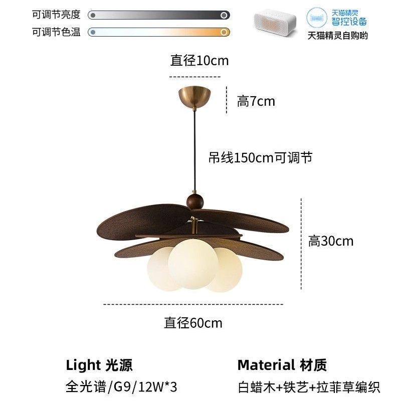 French medieval chinese ancient style rattan lamp restaurant japanese retro dining table chandelier bedroom master bedroom study balcony
