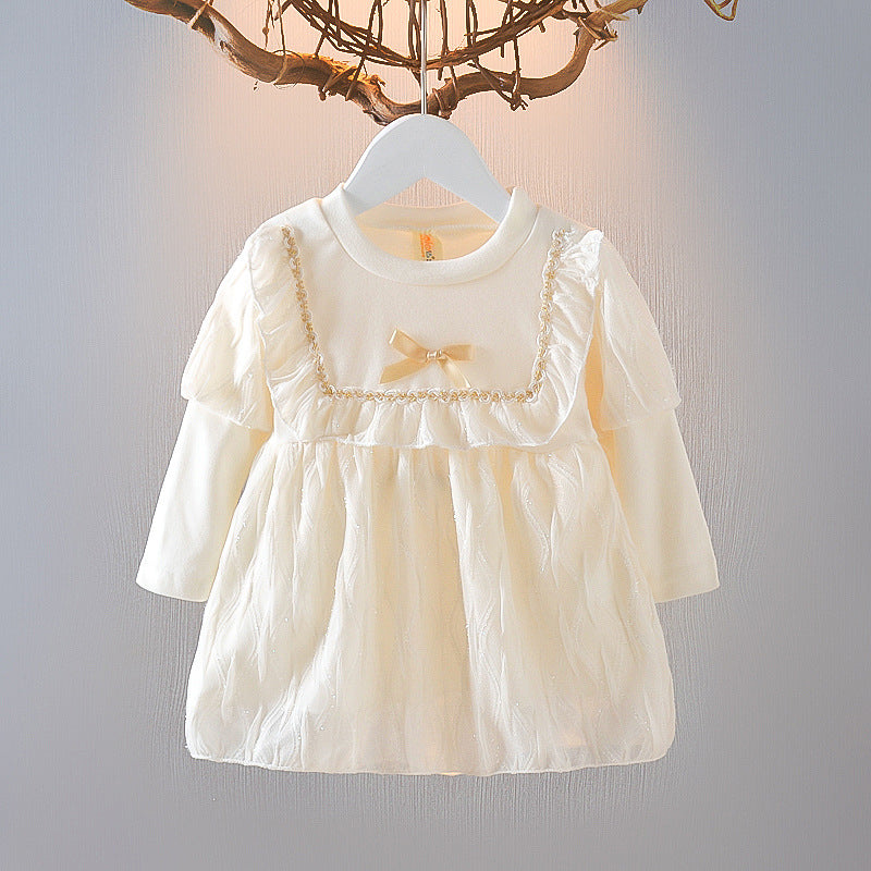 Baby girl princess dress spring dress for girls kids  new stylish puff sleeve dress wholesale