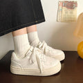 Student height increasing casual sports sneakers 2026 spring/autumn new versatile niche design chunky sole white sneakers for women