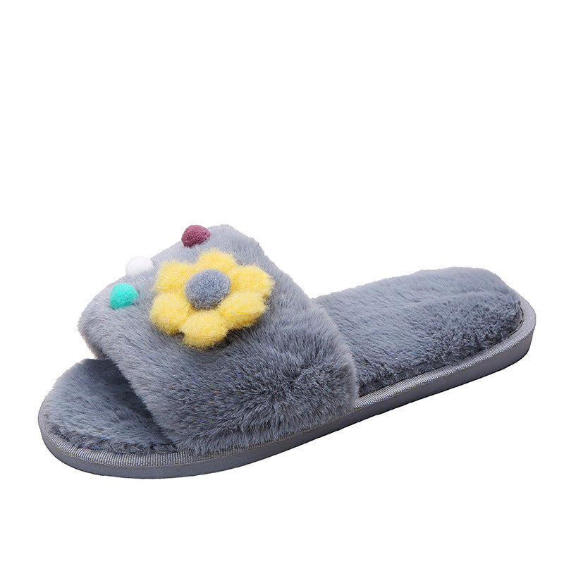 2024 fall/winter new arrivals: minimalist floral plush slippers for women - trendy, flat, and perfect for wearing out. wholesale available