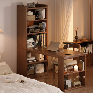 Corner desk for home bedroom study, small apartment computer desk with storage, minimalist modern office writing desk