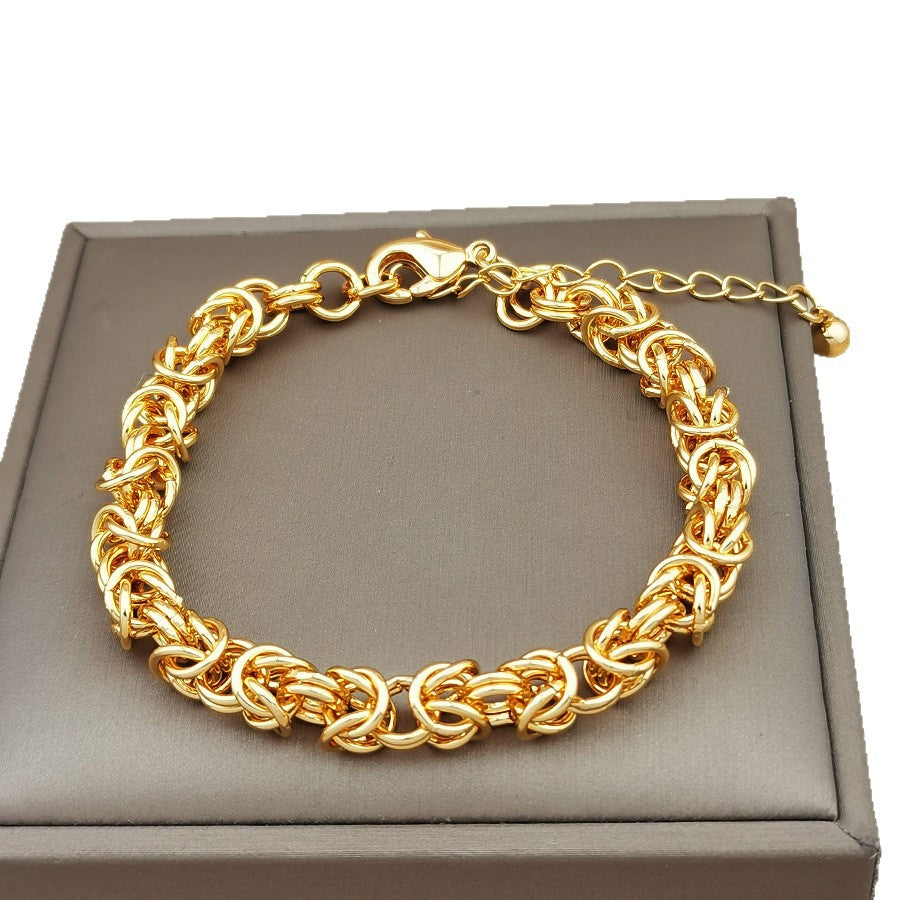 European and american hot-selling metal style hand-woven retro bold wide dragon bone interlocking chain bracelet wholesale
