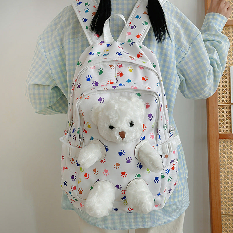 New Korean version cute doll backpack junior high school student schoolbag girls trend cute girl backpack