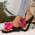 Summer new colorful sequin bow large size slippers cross-border beach casual cute thick sole flip-flops