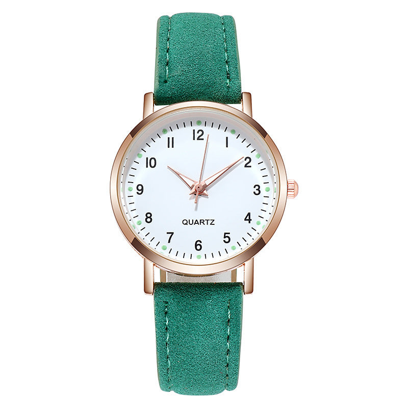 Women's luminous digital retro nubuck leather casual quartz watch - night glow vintage style
