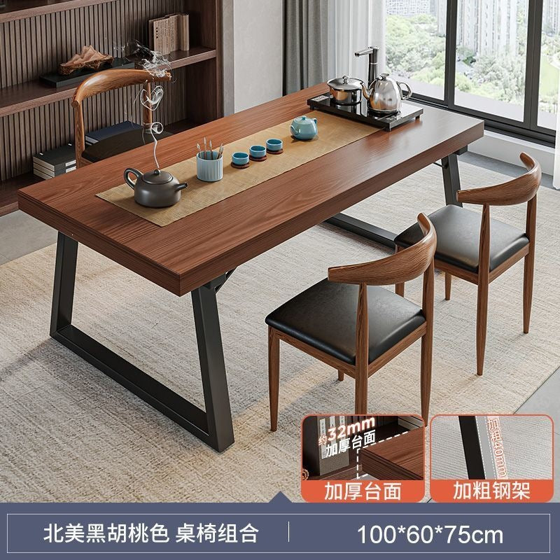 Solid wood color tea table and chair combination, one table and five chairs, tea table, new chinoiserie negotiation office large board tea table, coffee table