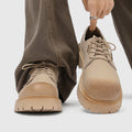 Derby shoes 2026 new spring low ankle boots men's retro workwear shoes thick sole heightened mickey casual leather shoes