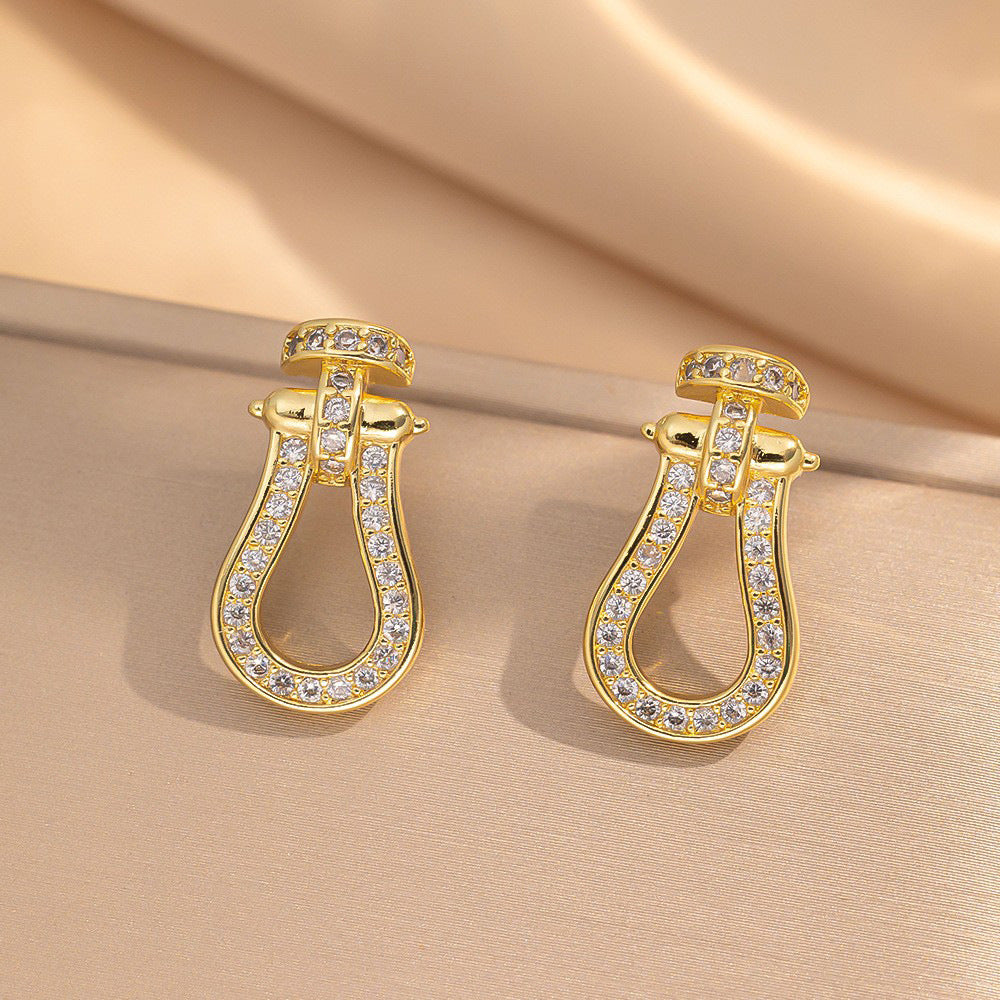 popular copper inlaid zirconium full diamond horseshoe necklace for women accessible luxuryfashioneasiest for match non-fading new arrival clavicle chain jewelry