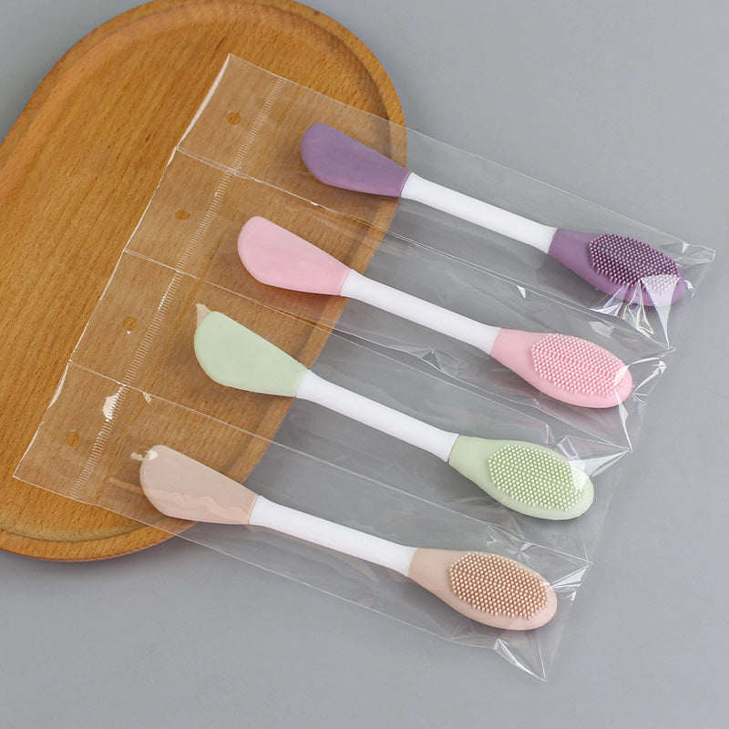 Double-ended silicone mask brush, facial cleansing brush, mud mask mixing and adjusting stick, dual-purpose brush stick, tpr soft rubber head cleansing brush