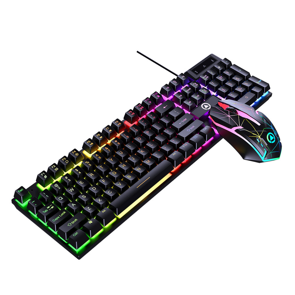 Silver sculpt kms00 illuminated keyboard, mouse, and headset 3-4 piece set - usb wired gaming mechanical feel computer pad