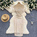 High and cold royal sister dress goddess elegant scheming pleated waist slimming look medium long hip skirt fashion long skirt