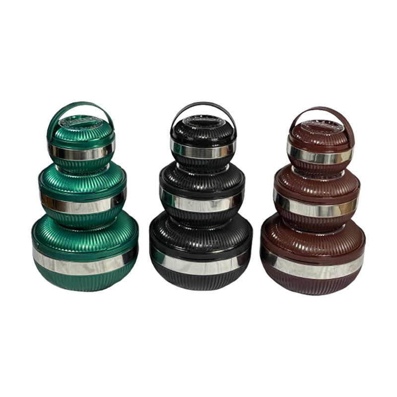 3pcs insulated round food container - food grade, airtight, long-lasting temperature lock lunch box - dropshipping available - perfect for office workers