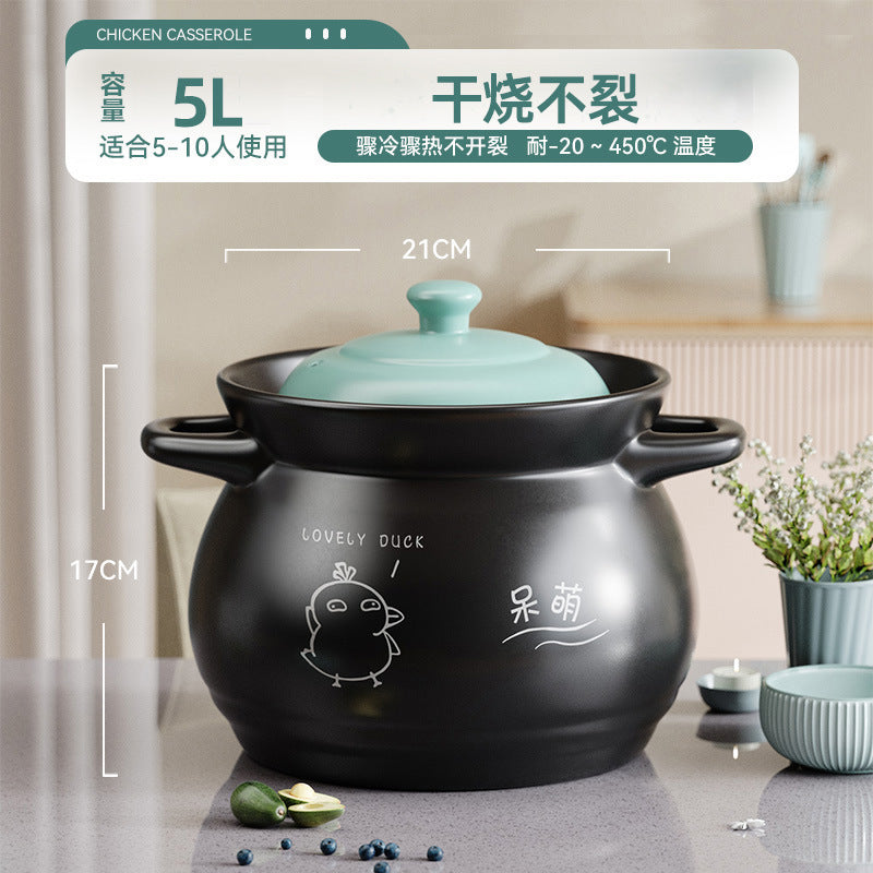 Casserole for home high temperature resistant dry burning without cracking soup stew ceramic small casserole gas stove special soup pot