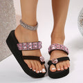 K-styleexportplus sizecolorful bright diamond thick sole slippers women's beach wedge heel flip-flops slippers slippers