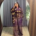 african plus size women's clothing  summer new fashion v-neck printed drawstring top and wide-leg pants set