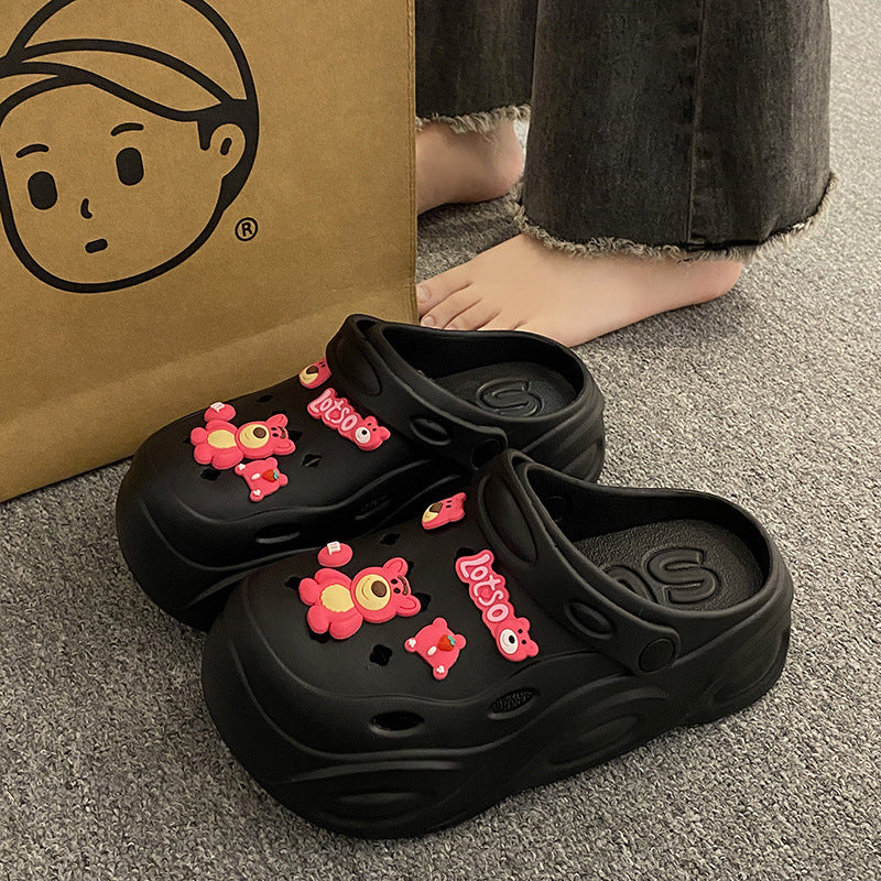 Evathick sole crocs women's summer outwearnon-slip2024new arrival stomping on shit beach baotou half cool slippers