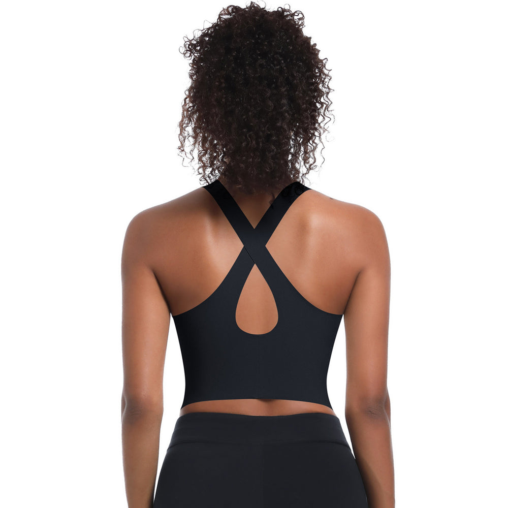 Clearance seamless solid color fitness sports bra running sweat-wicking breathable double-layer anti-show yoga backless yoga top for women