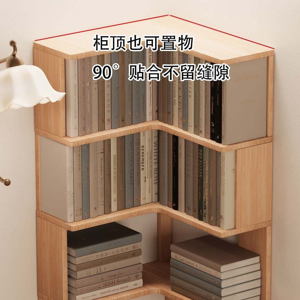 Rotating bookshelf, large capacity home storage rack, living room bookshelf, floor-standing storage rack, wall-mounted student bookcase, wooden bookshelf
